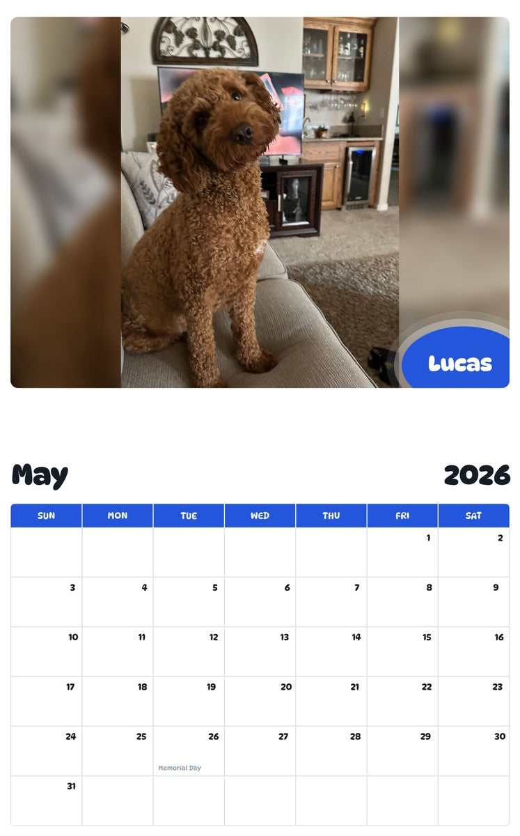 2026 - 2027 Lucas - Pawidols Pet Calendar