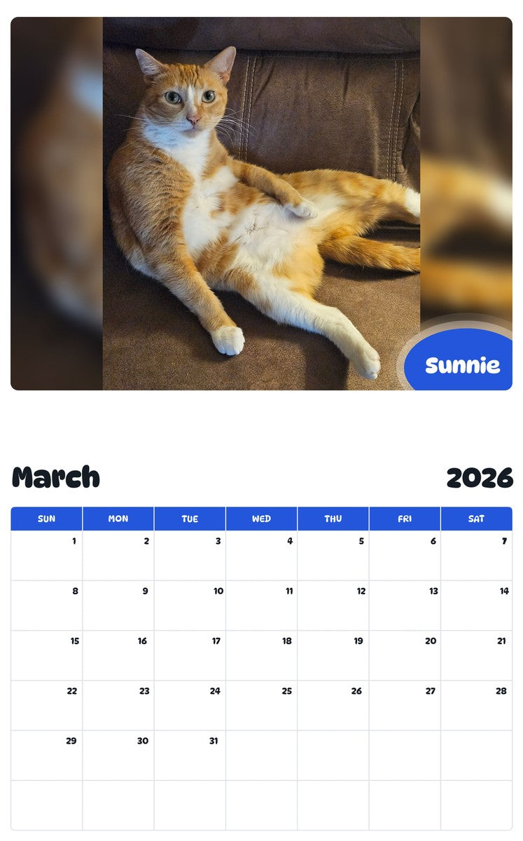 November 2025 - October 2026 Sunnie - Pawidols Pet Calendar