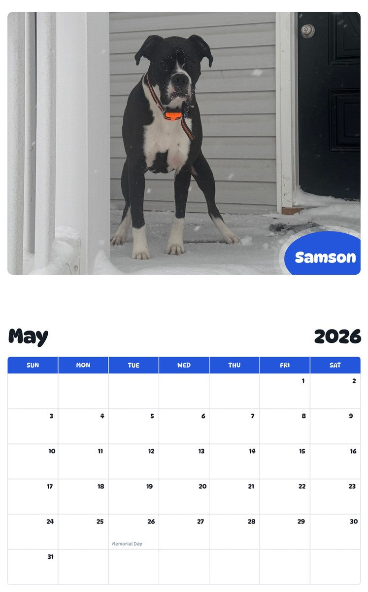 2026 - 2027 Samson - Pawidols Pet Calendar