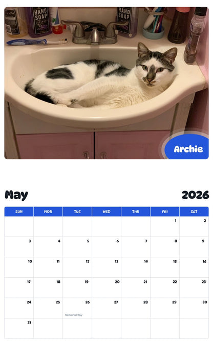 2026 - 2027 Archie - Pawidols Pet Calendar