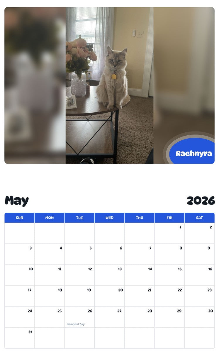 2026 - 2027 Raehnyra - Pawidols Pet Calendar