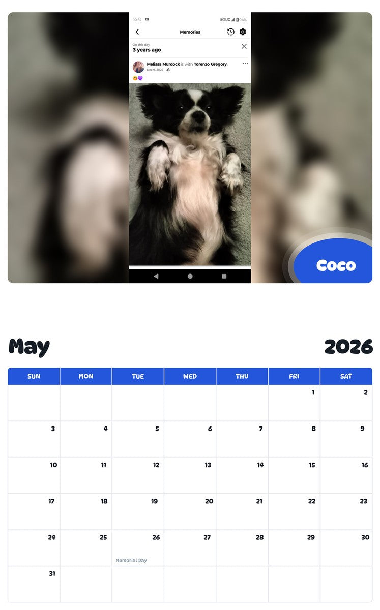 2026 - 2027 Coco - Pawidols Pet Calendar