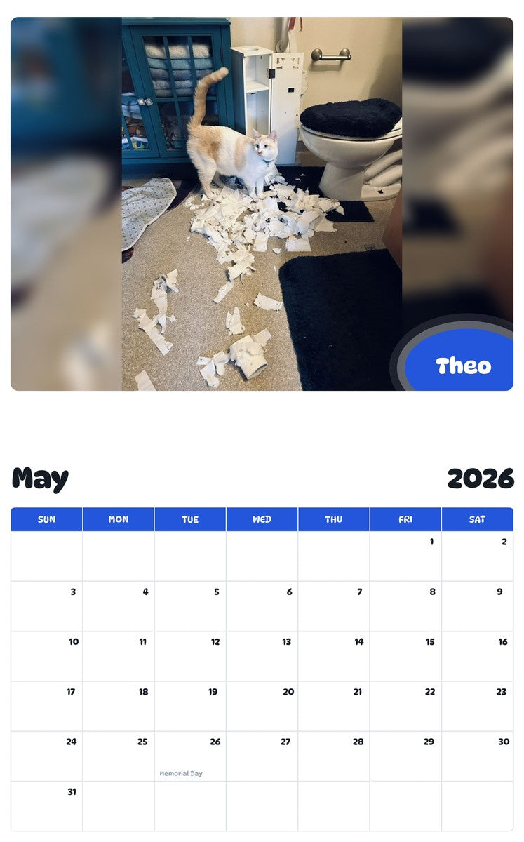 2026 - 2027 Theo - Pawidols Pet Calendar
