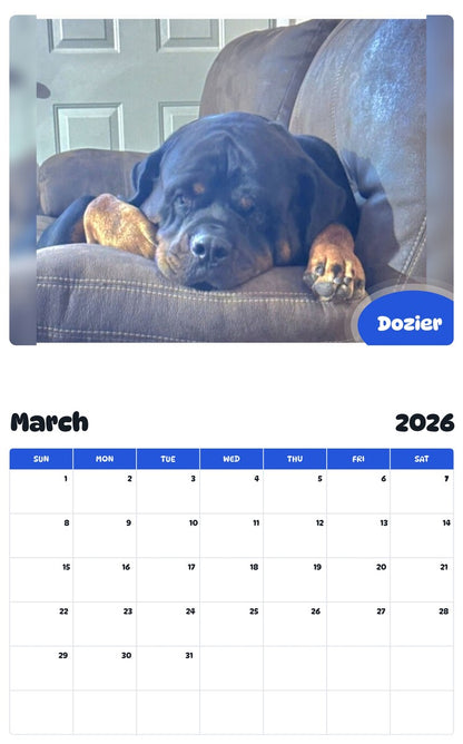 November 2025 - October 2026 Dozier - Pawidols Pet Calendar