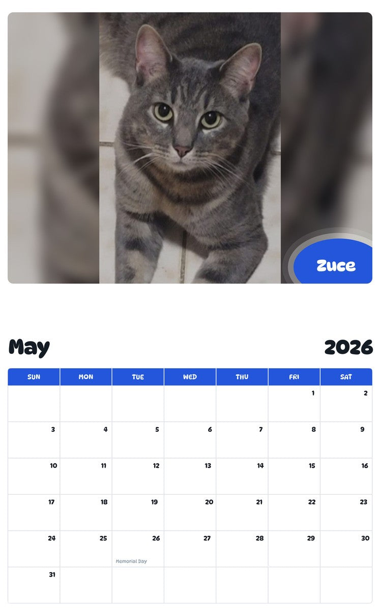 2026 - 2027 Zuce - Pawidols Pet Calendar
