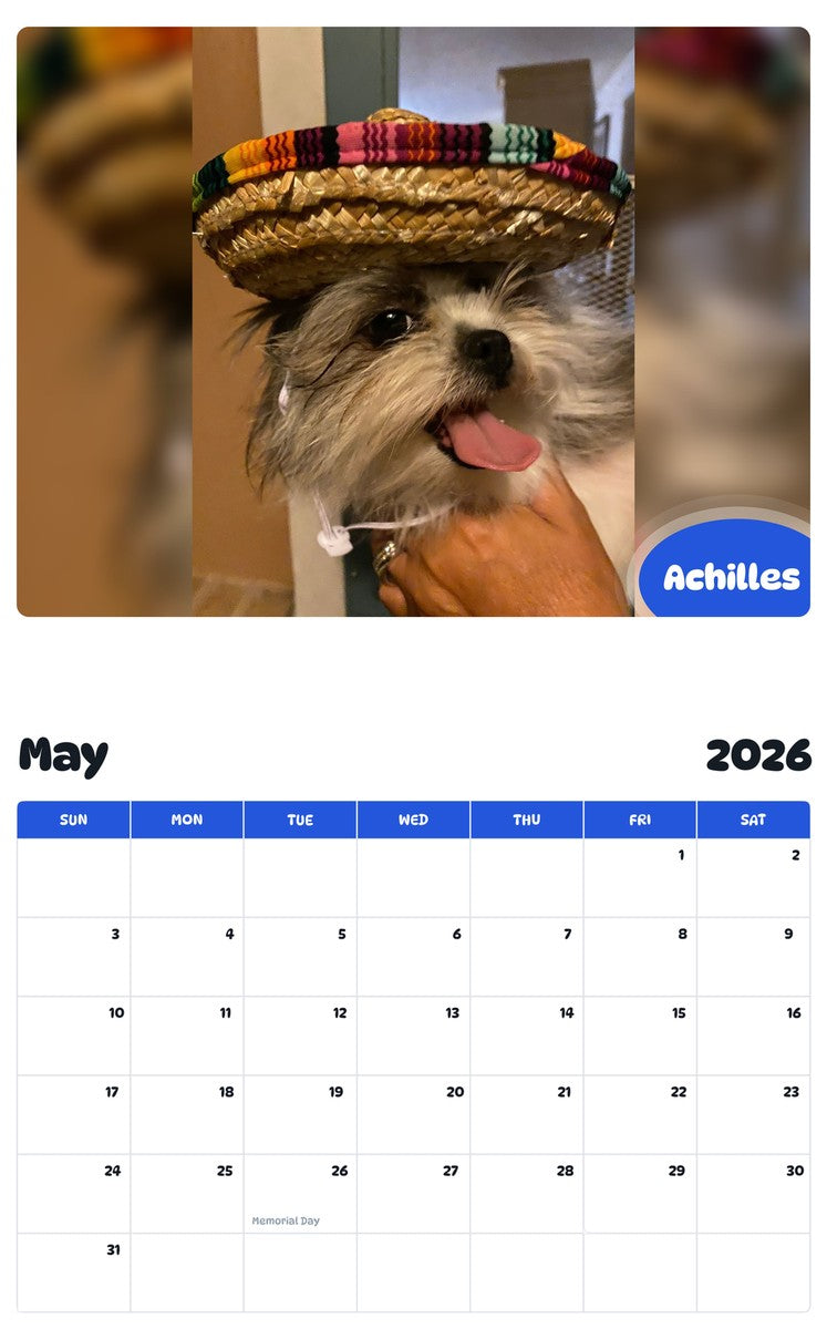 2026 - 2027 Achilles - Pawidols Pet Calendar