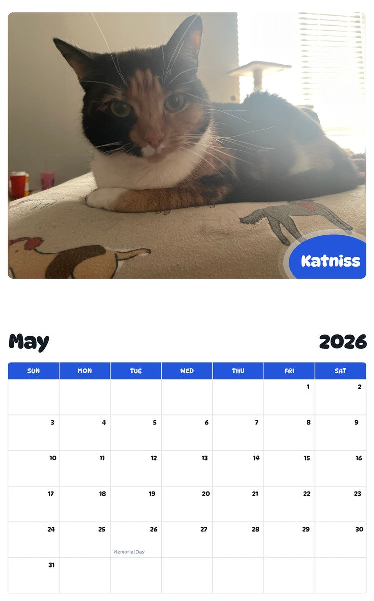 2026 - 2027 Katniss - Pawidols Pet Calendar