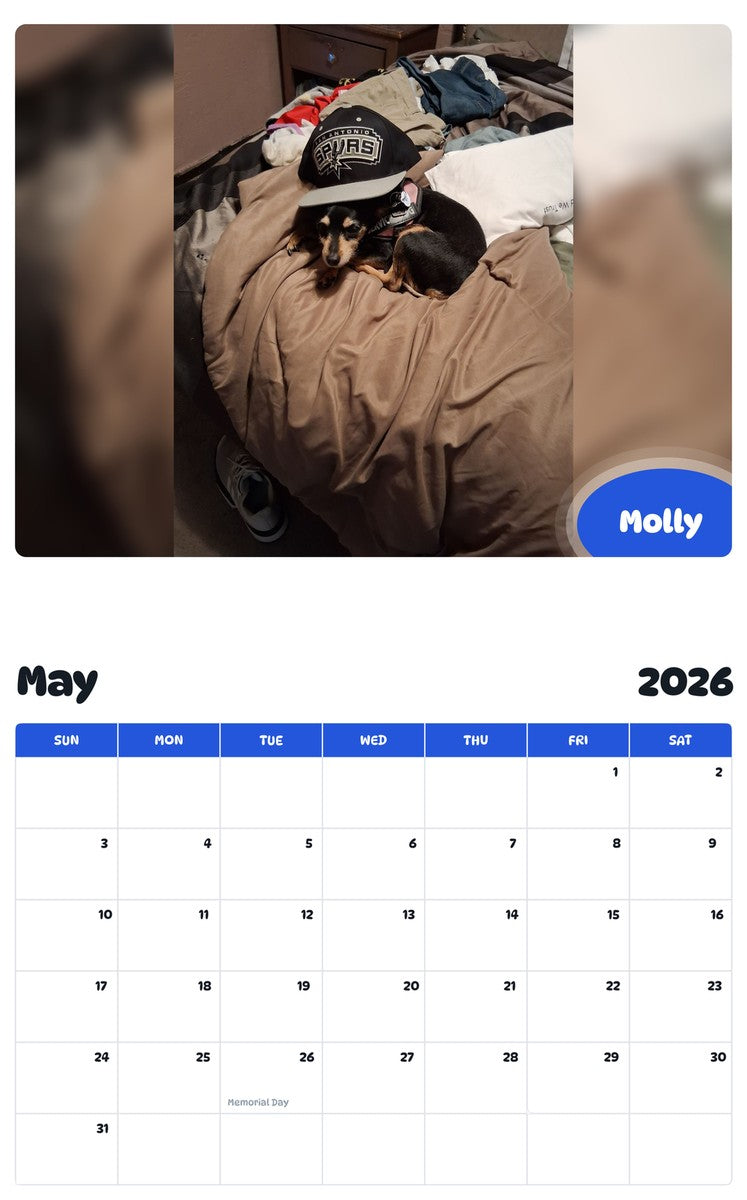 2026 - 2027 Molly - Pawidols Pet Calendar