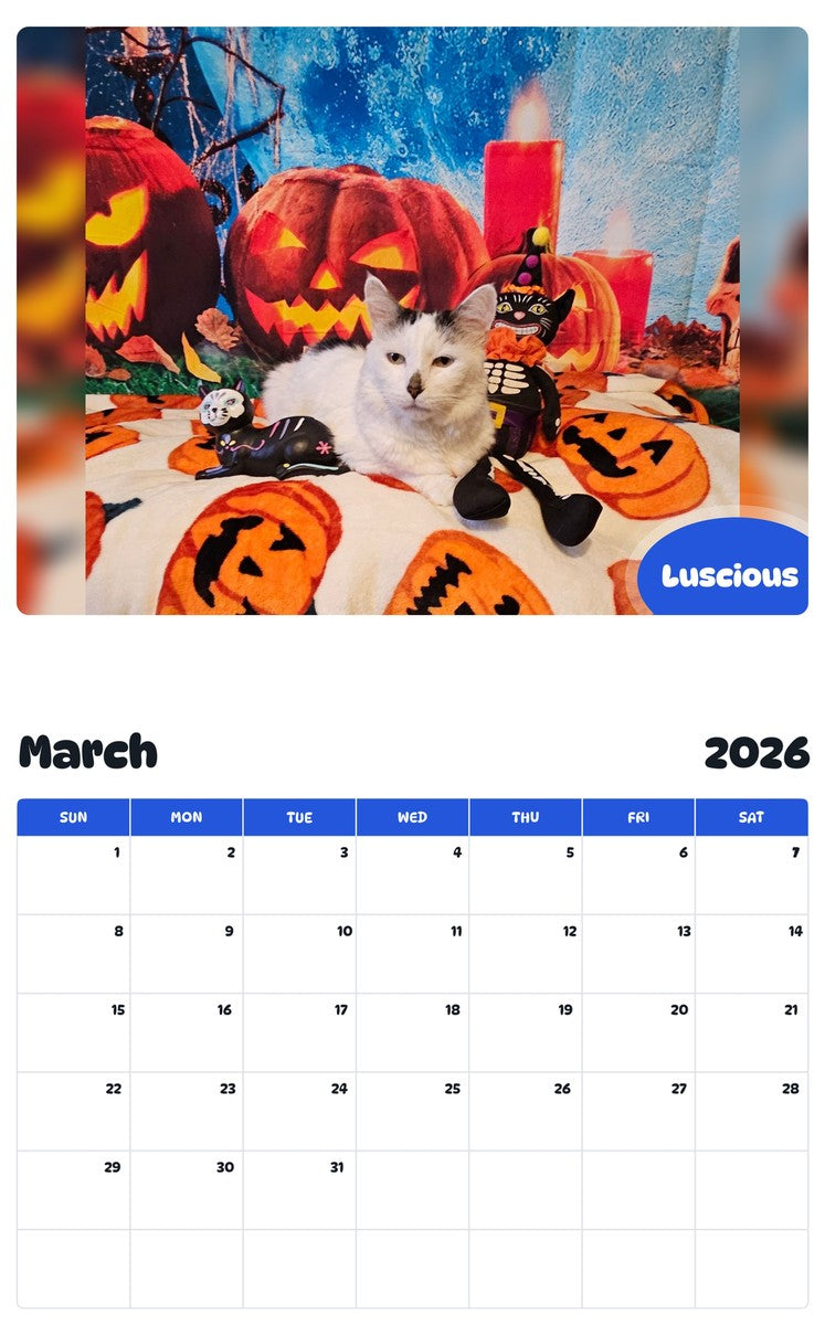 November 2025 - October 2026 Luscious - Pawidols Pet Calendar