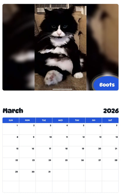 November 2025 - October 2026 Boots - Pawidols Pet Calendar
