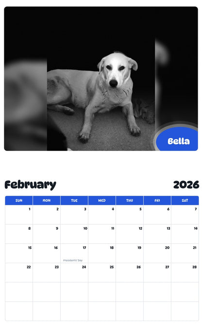 November 2025 - October 2026 Bella - Pawidols Pet Calendar