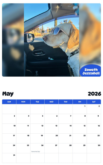 2026 - 2027 Zoweth JezzaBell - Pawidols Pet Calendar