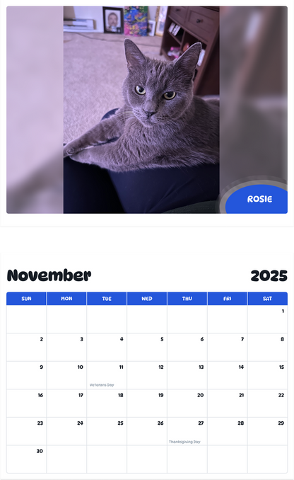 July 2025 - June 2026 Rosie - Pawidols Pet Calendar