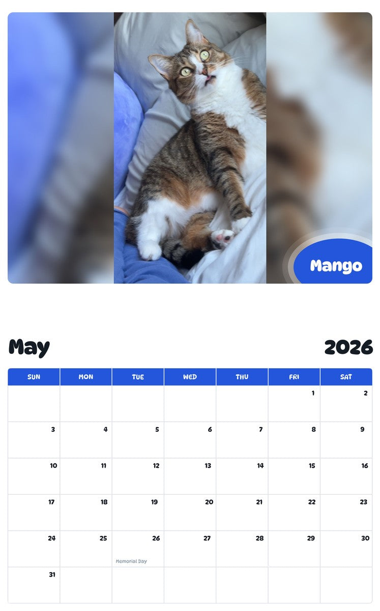 2026 - 2027 Mango - Pawidols Pet Calendar