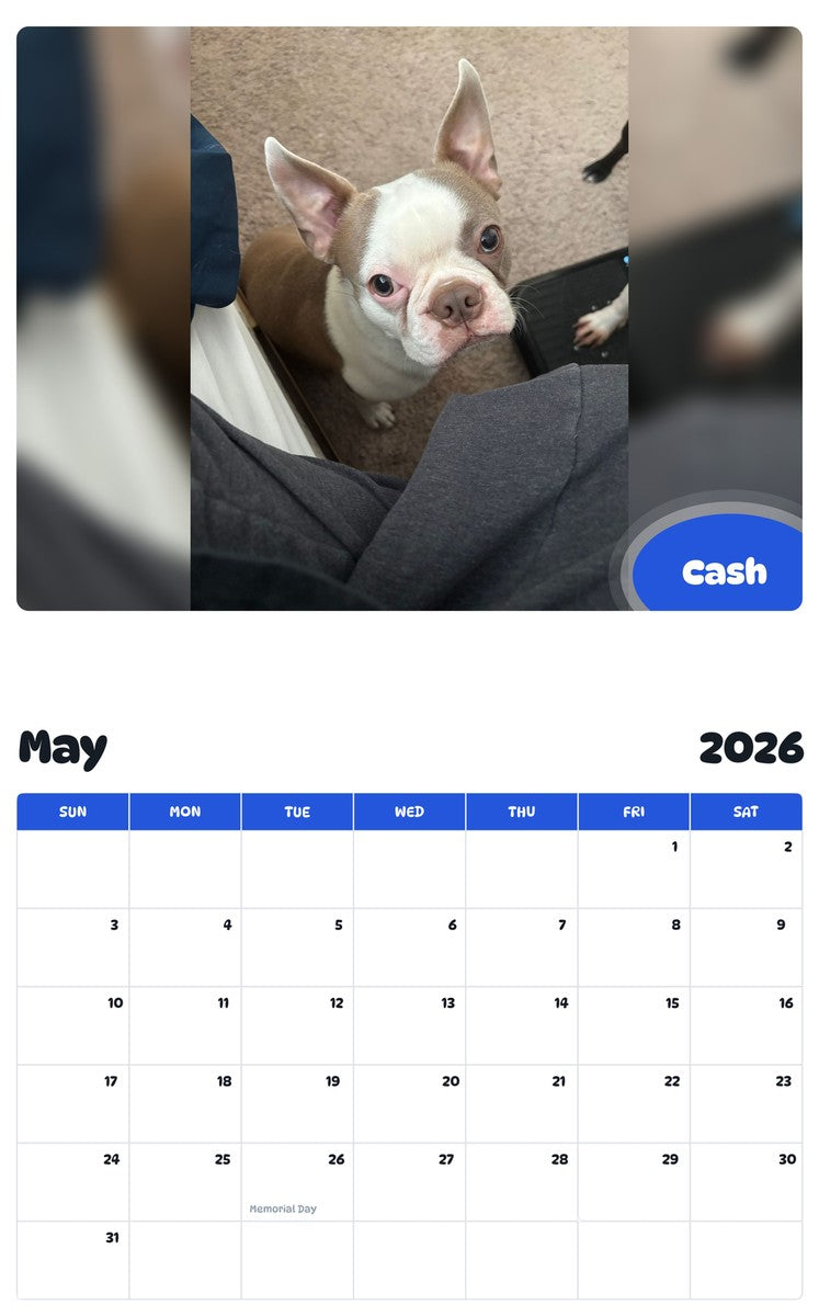 2026 - 2027 Cash - Pawidols Pet Calendar