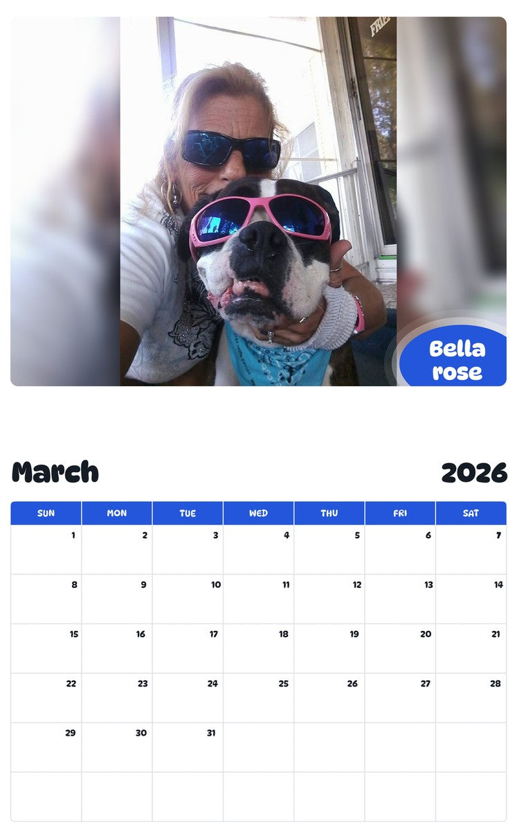 November 2025 - October 2026 Bella rose - Pawidols Pet Calendar