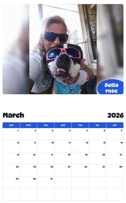 November 2025 - October 2026 Bella rose - Pawidols Pet Calendar