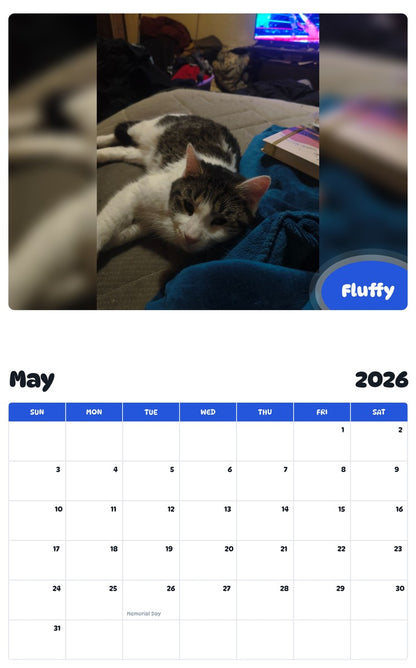 2026 - 2027 Fluffy - Pawidols Pet Calendar