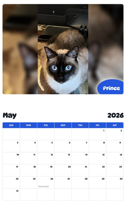 2026 - 2027 Prince - Pawidols Pet Calendar