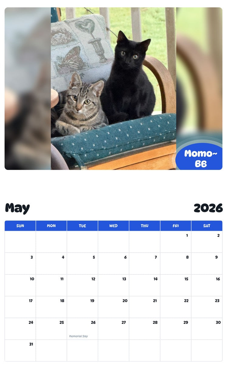 2026 - 2027 Momo~ BB - Pawidols Pet Calendar