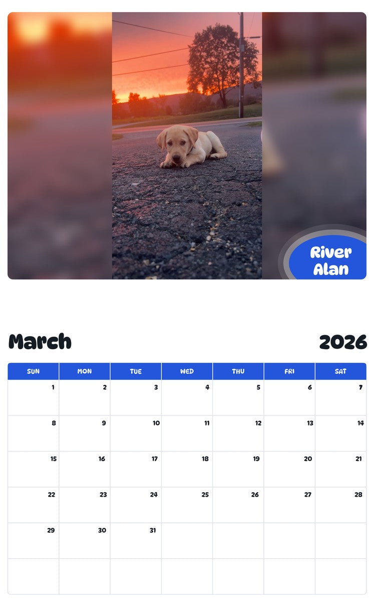 November 2025 - October 2026 River Alan - Pawidols Pet Calendar