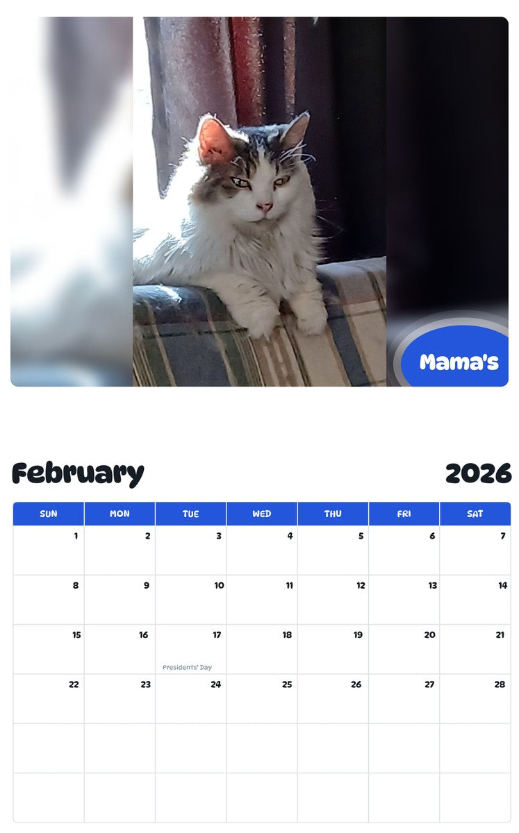 October 2025 - September 2026 Mama's - Pawidols Pet Calendar