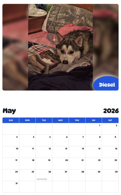 2026 - 2027 Diesel - Pawidols Pet Calendar