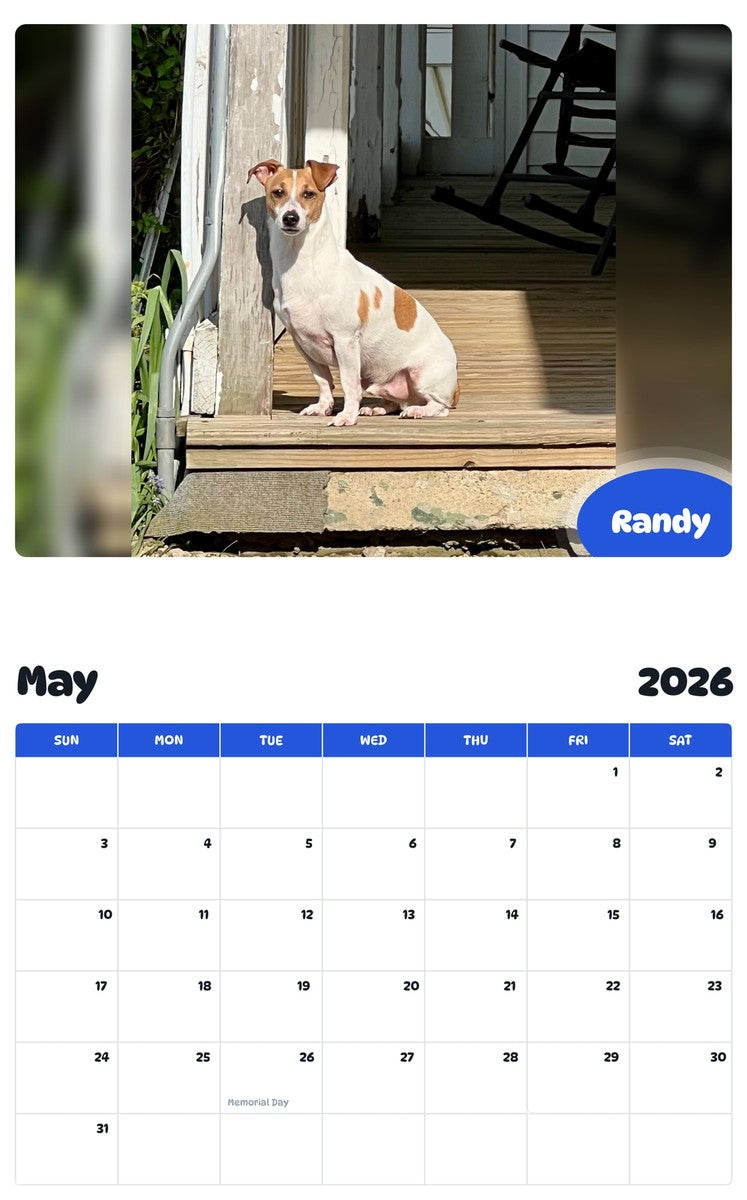 2026 - 2027 Randy - Pawidols Pet Calendar