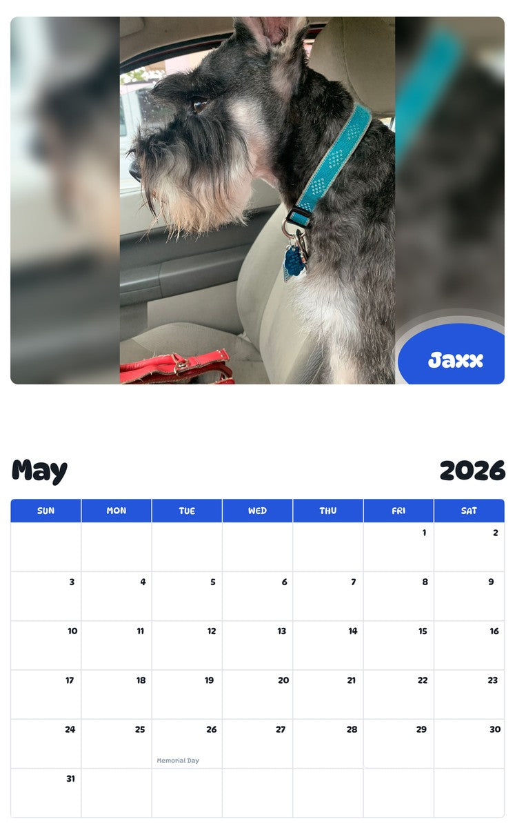 2026 - 2027 Jaxx - Pawidols Pet Calendar