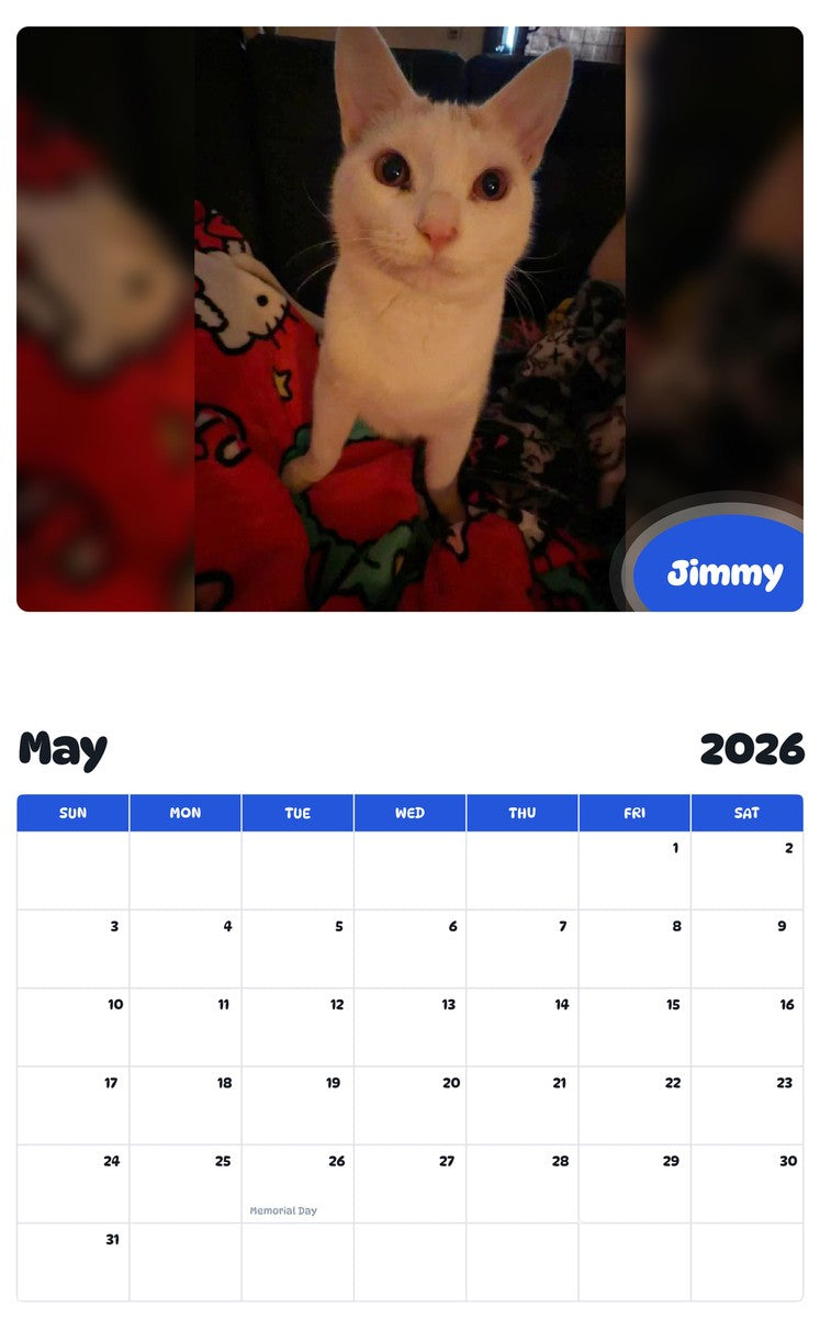 2026 - 2027 Jimmy - Pawidols Pet Calendar