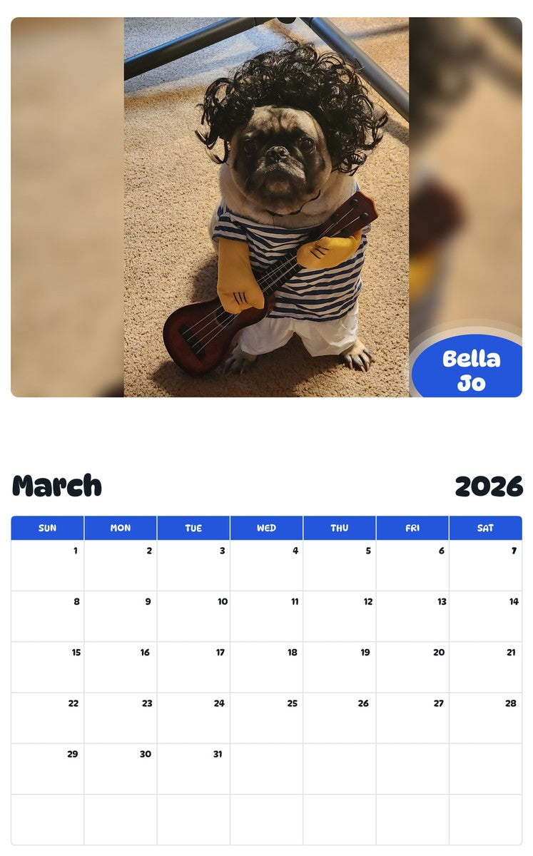 November 2025 - October 2026 Bella Jo - Pawidols Pet Calendar