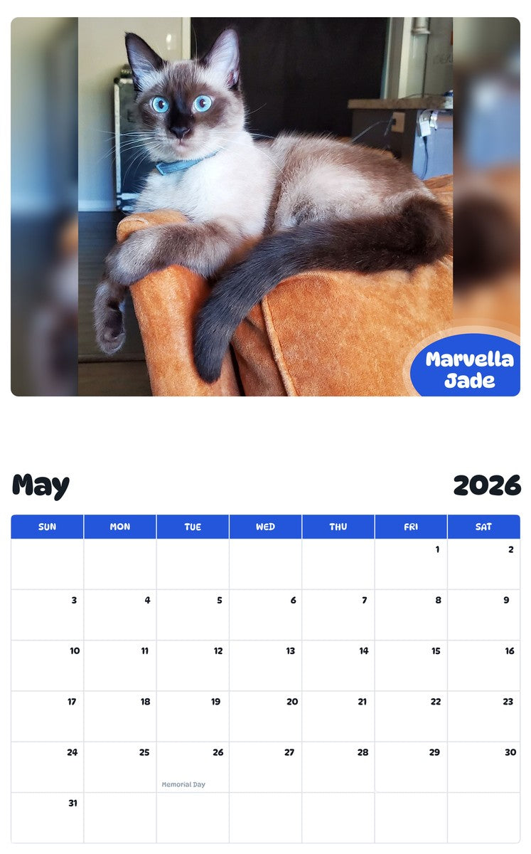 2026 - 2027 Marvella Jade - Pawidols Pet Calendar