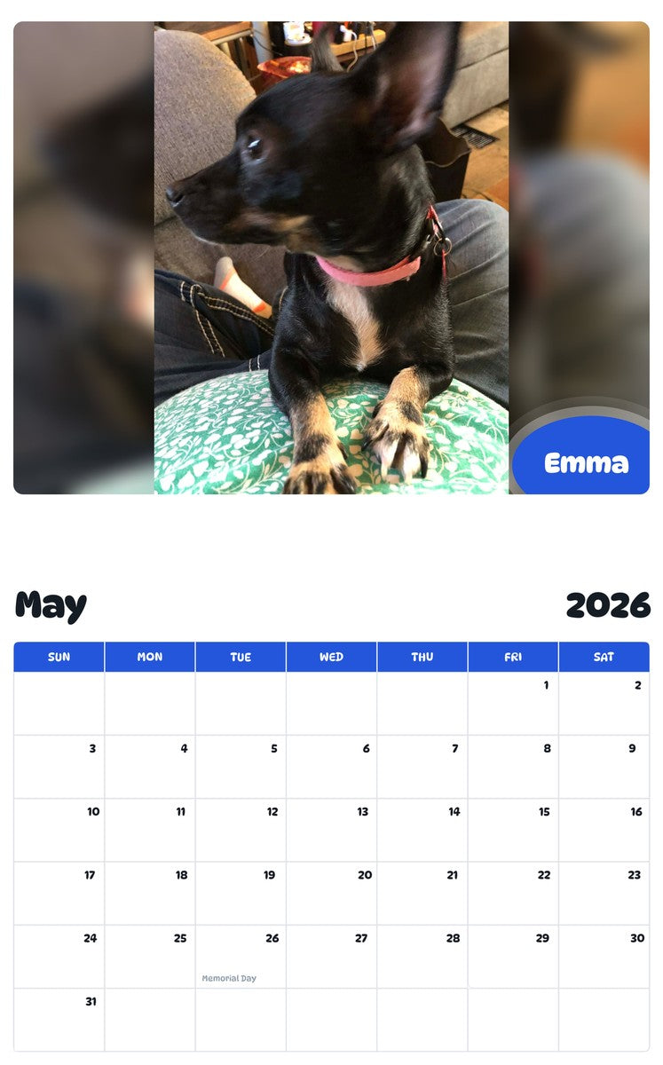 2026 - 2027 Emma - Pawidols Pet Calendar