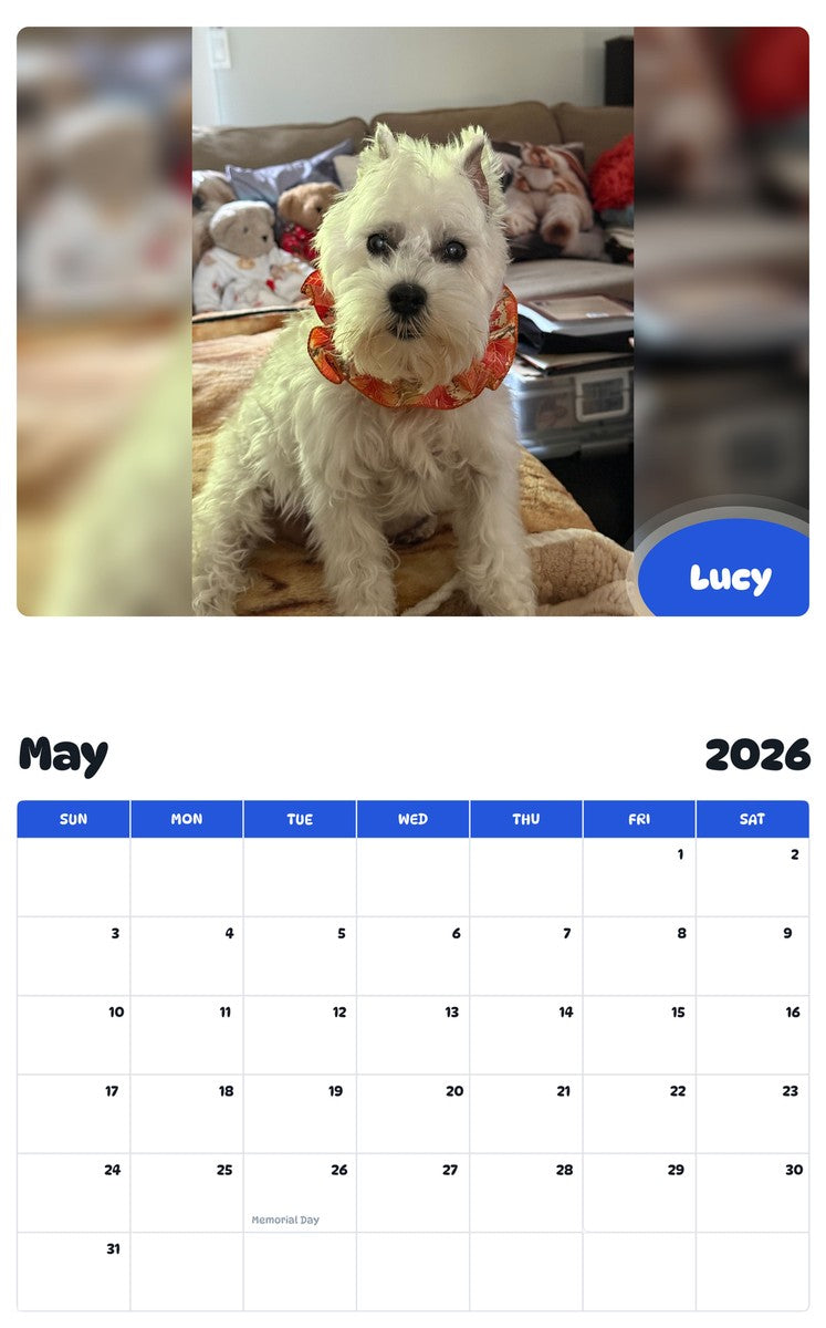2026 - 2027 Lucy - Pawidols Pet Calendar