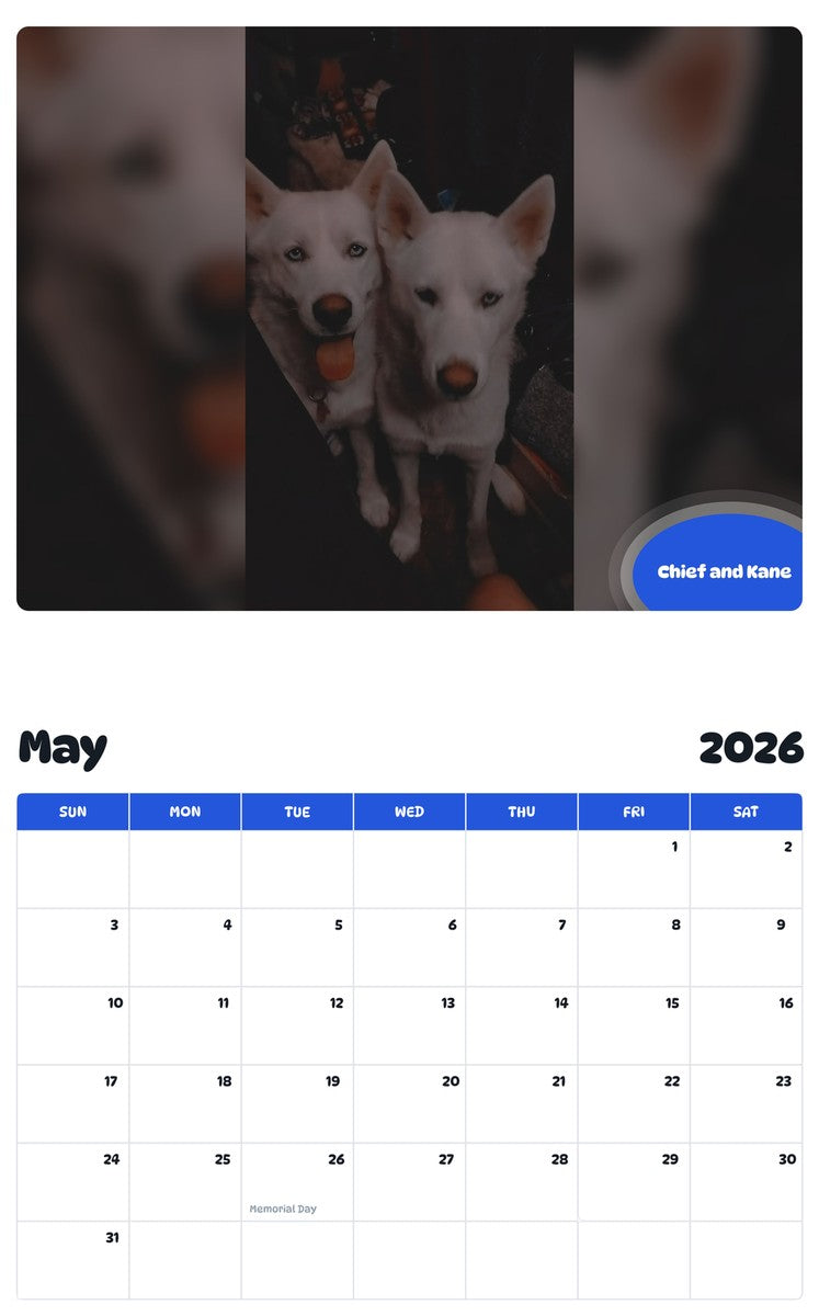 2026 - 2027 Chief and Kane - Pawidols Pet Calendar
