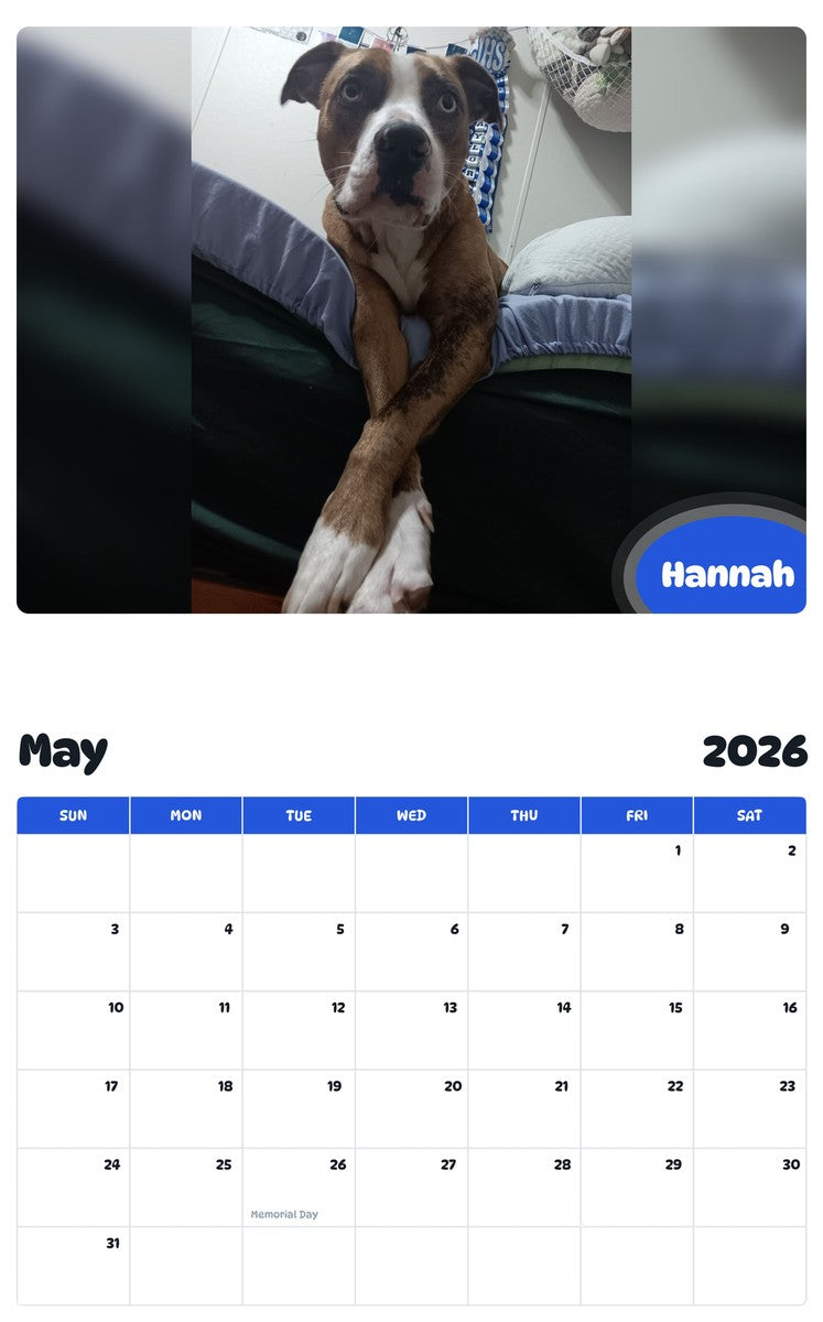2026 - 2027 Hannah - Pawidols Pet Calendar
