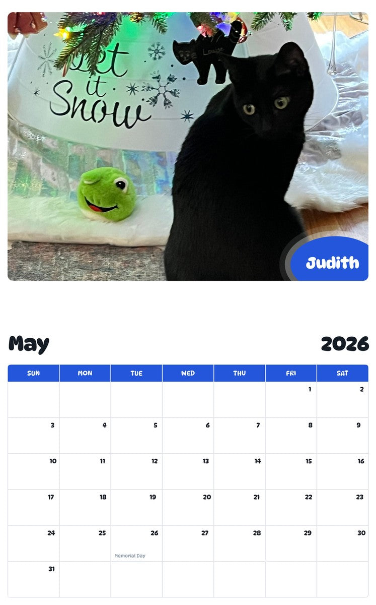 2026 - 2027 Judith - Pawidols Pet Calendar