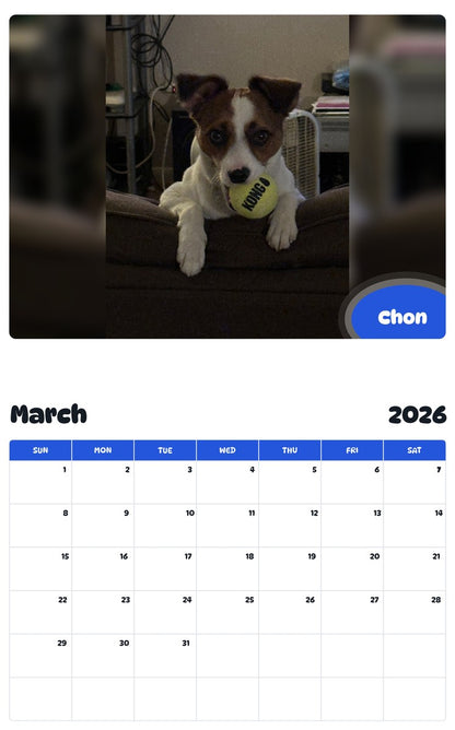 November 2025 - October 2026 Chon - Pawidols Pet Calendar