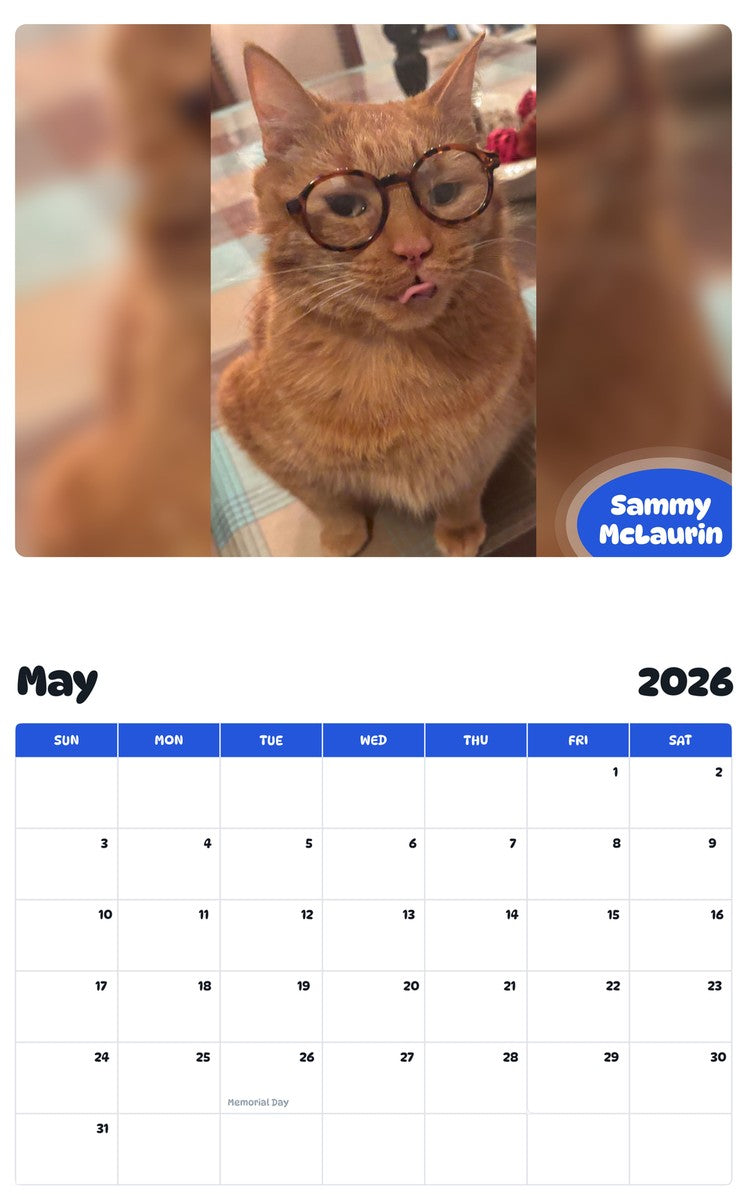 2026 - 2027 Sammy McLaurin - Pawidols Pet Calendar