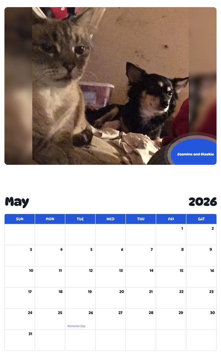 2026 - 2027 Jasmine and Blackie - Pawidols Pet Calendar