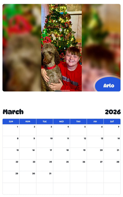 November 2025 - October 2026 Arlo - Pawidols Pet Calendar