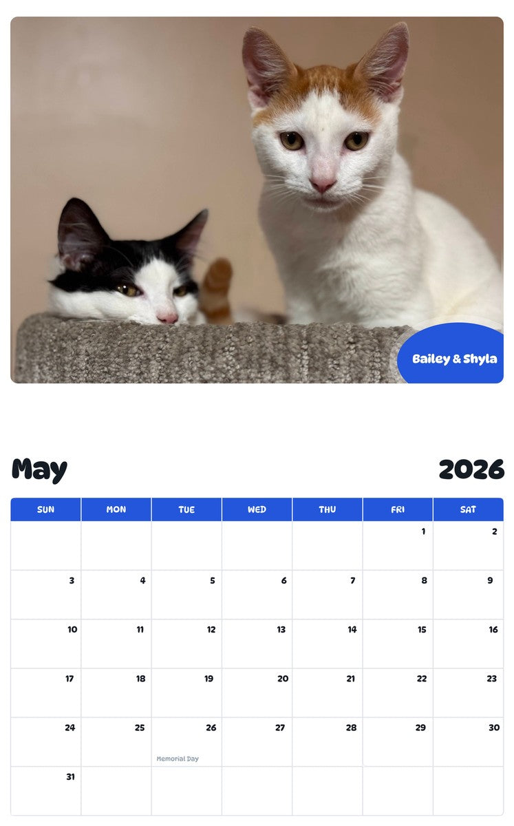 2026 - 2027 Bailey & Shyla - Pawidols Pet Calendar