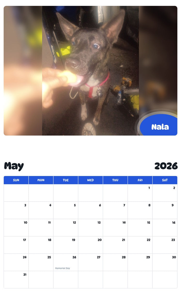 2026 - 2027 Nala - Pawidols Pet Calendar