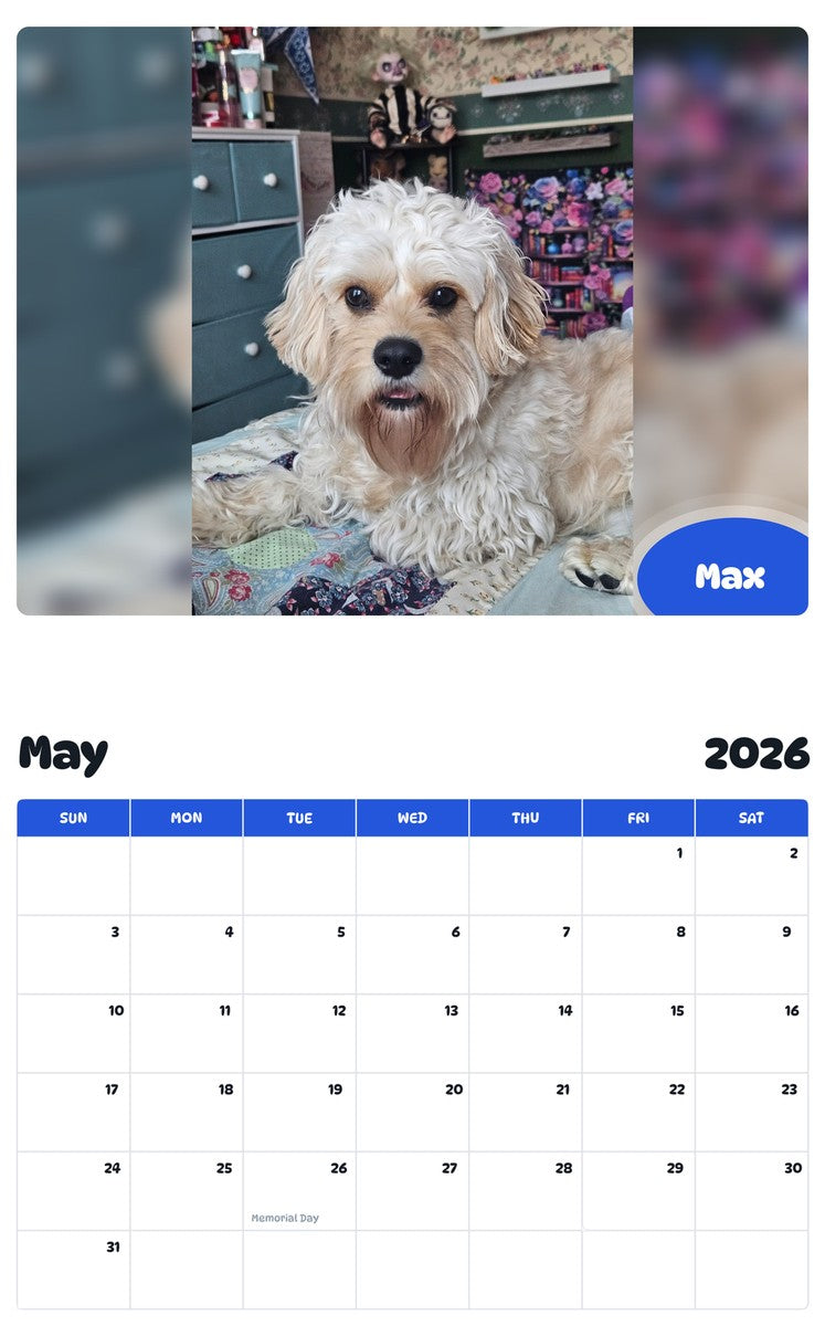 2026 - 2027 Max - Pawidols Pet Calendar