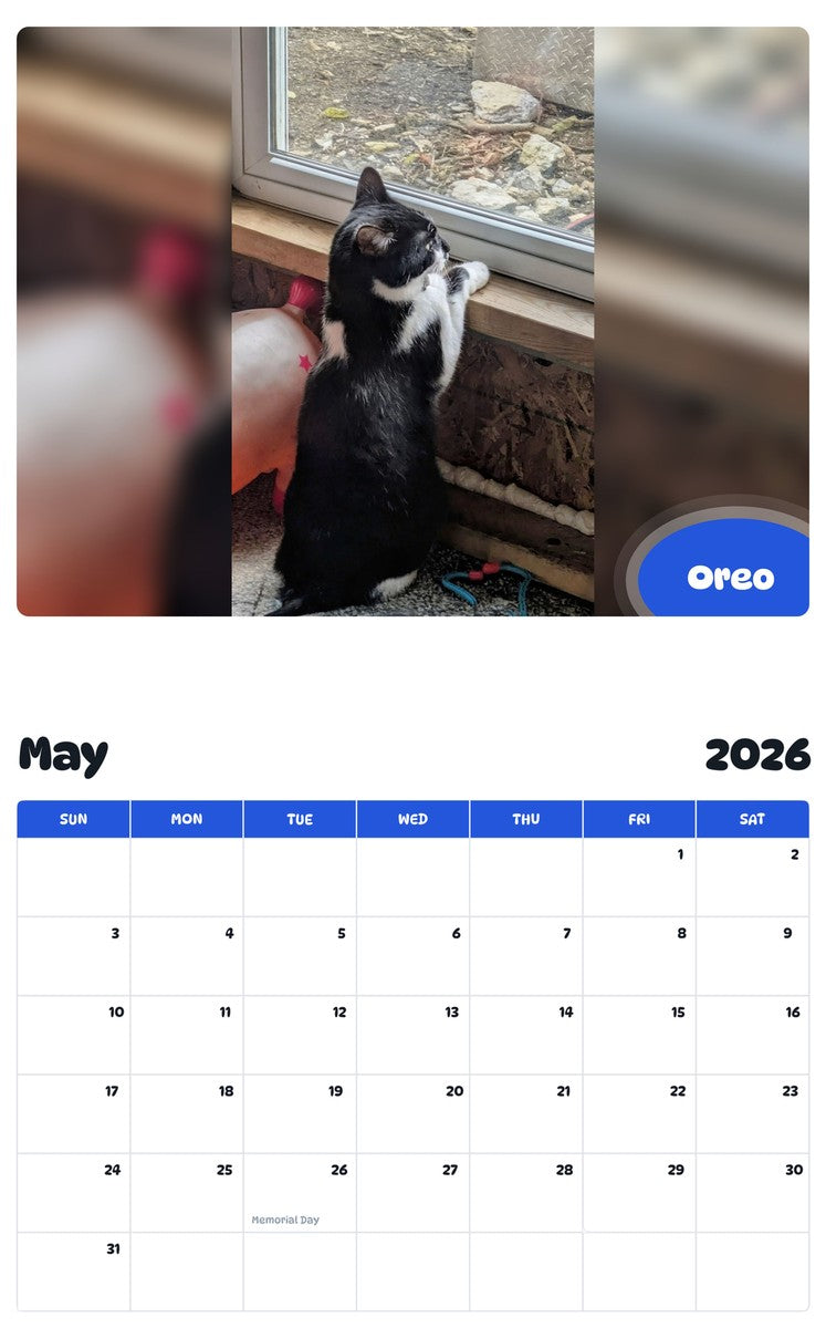 2026 - 2027 Oreo - Pawidols Pet Calendar