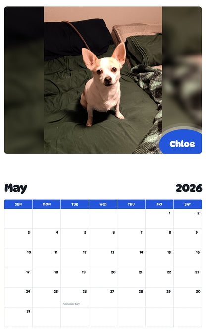 2026 - 2027 Chloe - Pawidols Pet Calendar