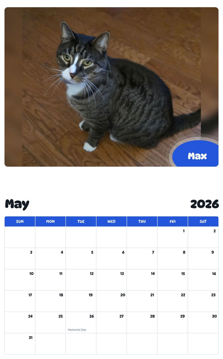 2026 - 2027 Max - Pawidols Pet Calendar