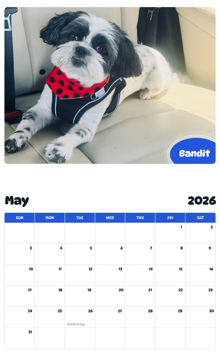 2026 - 2027 Bandit - Pawidols Pet Calendar