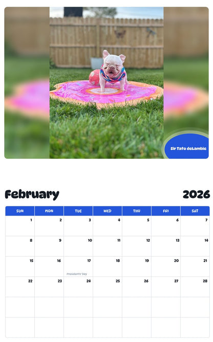 October 2025 - September 2026 Sir Tato deLambie - Pawidols Pet Calendar