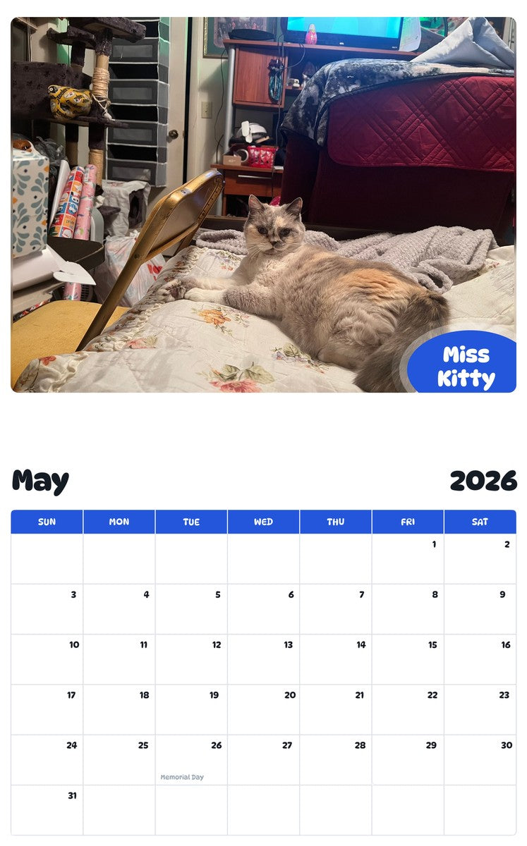 2026 - 2027 Miss Kitty - Pawidols Pet Calendar
